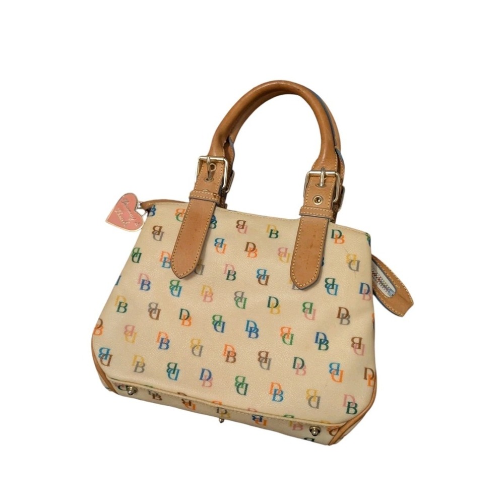 Dooney Bourke Y2K Vintage The IT Bag DB Logo Monogram Satchel Vacchetta Leather